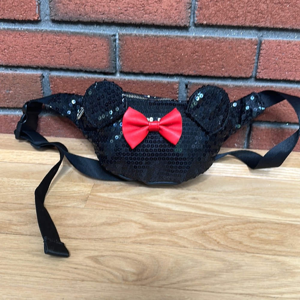 Loungefly Black Sequin Bag with Red Bow